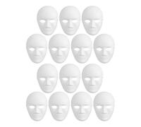 SAFIGLE 14 Pièces Lot de Masques Artisanaux Blancs Unis en Papier Mâché Légers et Respirants, Masques Complets à Décorer pour Carnaval et Théâtre, Fournitures Créatives pour Bricolage