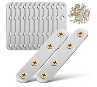 SAFIGLE 14 Pièces Support de Fixation Métallique Support Droit en Acier Inoxydable, avec Trous, Argenté, pour Chaises et Bois, Équerre Plate de Fixation pour Réparation et Assemblage