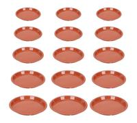 SAFIGLE 15 Pièces Soucoupe pour Pot de Fleurs Ronde en Plastique Marron | Plateau Anti-fuite, Résiste à L’usure, Garde le Sol Propre, Tailles Variées