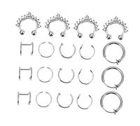 SAFIGLE 19pièces De Nez Fausse Bijoux Pour Femmes Set De Piercing Non-pénétrant Accessoires De Mode Pour Fêtes Et Événements