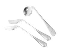 SAFIGLE 1Ensemble Cuillère Inclinée et Fourchette Inoxydable Aides à Alimentation pour Seniors et Personnes Situation de Handicap