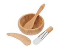SAFIGLE 1ensemble Set De Bol Pour Masque Visage Bois Avec Spatule Et Brosse Accessoires De Fabrication De Masque Diy Outils De Soins Peau Ensemble