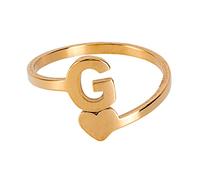 SAFIGLE 1pièce Bague Vintage Acier Inoxydable Avec Initiales Anglaises Pour Femme Élégante Et Personnalisable Couleur Dorée