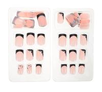 SAFIGLE 2 boîtes Faux Ongles Press Courts Carrés Étoiles Manucure Française Noir Blanc Brillant Pour Femmes Kit Boîtes Stickers Ongles Artificiels Rapide et Facile