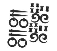 SAFIGLE 2 Ensembles Des boucles d'oreilles pince à septum bouchons de tunnels auditifs cônes d'étirement d'oreille tendeurs d'oreille kits de perçage corporel boules Quies Acrylique Noir