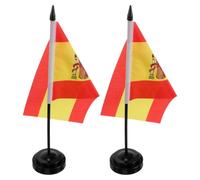SAFIGLE 2 Ensembles Drapeau de Table Espagnol Miniature en Polyester avec Hampe Noire et Base Plastique, Léger et Résistant la Décoloration, pour Banquets et Événements Football 2026