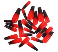 SAFIGLE 2 Ensembles Faux Ongles Colorés Noir et Rouge Ongles Artificiels Mats Style Danseuse pour Femmes et Filles