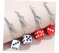 SAFIGLE 2 paires Boucles Doreilles Pendantes Dés Acrylique Longue Forme Lettres pour Femme Légères et Originales Adaptées Fêtes et Sorties Lot de Blanc et Rouge