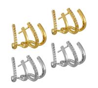 SAFIGLE 2 paires Boucles Oreilles à Clou Zircon pour Femmes Design Élégant Or et Platine Résistantes Corrosion et Faciles à Porter