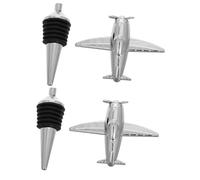 SAFIGLE 2 pièces Bouchon de Vin Alliage Forme Avion Lot de Bouchons Réutilisables pour Bouteille Joint Étanche pour Conservation Du Vin Rouge