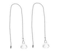 SAFIGLE 2 pièces Chaîne de Traction Ventilateur Plafond avec Boules Cristal Lot de Remplacement pour Lampes et Ventilateurs Décorative et Facile à Saisir