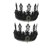 SAFIGLE 2 Pièces Couronne Gothique Rétro Tiaras Noires pour Halloween et Cosplay Accessoires Élégants et Confortables