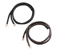 SAFIGLE 2 Pièces D'élastiques à Cheveux en Cuir Noir et Marron, Bandeaux Élégants pour Queue de Cheval, Confortables et Fixant les Cheveux Lâches, Accessoires Quotidiens pour Femmes