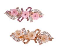 SAFIGLE 2 pièces Lot de Pinces à Cheveux Forme de Rose avec Accessoire Décoratif Floral pour Femme Clip Coiffure pour Queue de Cheval Assorties Pearl et Élégant