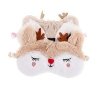 SAFIGLE 2 pièces Masque de Sommeil Peluche Cache-yeux Mignon Renne Couvre-yeux Léger et Portable Bloque la Lumière pour Filles et Femmes pour Voyage Nuit et Sieste