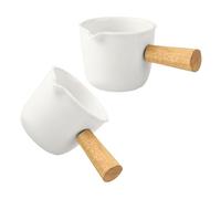 SAFIGLE 2 pièces Mini Pichet Lait Céramique Blanche Doseuse Porcelaine pour Café et Sauce Petit Pot Crémier Portable Accessoire Barista pour Espresso et Sirop