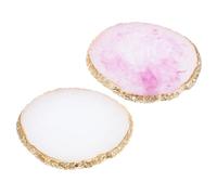 SAFIGLE 2 pièces Palette de Manucure Résine Effet Pierre Agate Bord Doré pour Mélange Vernis Gel Maquillage Portable