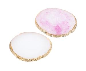 SAFIGLE 2 pièces Palette de Manucure Résine Effet Pierre Agate Bord Doré pour Mélange Vernis Gel Maquillage Portable