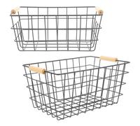 SAFIGLE 2 pièces Panier de Rangement Fer Filet Design Quadrillé Capacité Multifonction Panier de Stockage pour Maison et Bureau Couleur Aléatoire Grand Petit Couleur Couleur Aléatoire