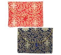 SAFIGLE 2 Pièces Pochette de Rangement Bouddhiste Brodée en Brocart | Nœud Chinois, Intérieur Rembourré de Mousse, Style Chinois Élégant, pour Écritures et Cahiers