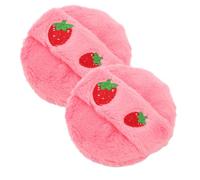 SAFIGLE 2 Pièces Puff à Poudre Rond en Peluche Rose Réutilisable Finition Uniforme Non Cakey et Motif Brodé Cartoon Mignon pour Maquillage Visage