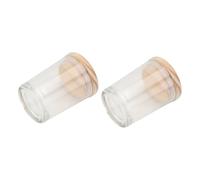 SAFIGLE 2 pièces Verre Bougie Transparent avec Couvercle Bois Pot Bougie DIY pour Fabrication de Bougies Aromathérapie Contenant Verre Pratique pour Maison et Cadeau