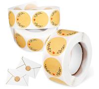 SAFIGLE 2 rouleaux Autocollants Ronds Kraft avec Motifs Cœurs pour Emballage Pâtisserie et Sacs Cadeaux Stickers Adhésifs Décoratifs pour Scellage Sacs et Cadeaux Faits Main