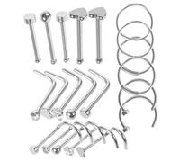 SAFIGLE 21 pièces Anneaux de Nez Acier Inoxydable Argentés Délicat de Bijoux de Piercing pour Femmes Accessoires Mode pour Occasions Spéciales
