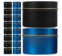 SAFIGLE 24 Pièces Boîte à Bougie en Tôle Bleue 4 Oz pour Fabrication DIY, Décor Maison, Résistant, Style Moderne et Simple, pour Bougies Parfumées