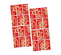 SAFIGLE 24 Pièces Enveloppes Rouges pour Nouvel An avec Caractères Chinois Dorés Année du Serpent Symbole Feng Shui Chance et Prospérité pour Fête du Printemps