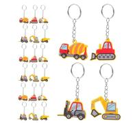 SAFIGLE 24 Pièces Porte-clés Pvc Thème Construction Accessoire Léger pour Décoration de Fête ou Cadeau Anniversaire
