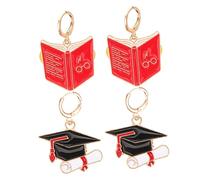 SAFIGLE 2paires Boucles Oreilles Thème Graduation Oreilles Pendantes Pour Célébrer Votre Réussite Académique Accessoire Parfait Pour Fêtes De Remise De Diplômes