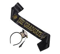 SAFIGLE 2pièces Bandeau Et Écharpe De Remise De Diplôme Chapeau De Graduation Accessoires De Fête Bandeau De Casquette Pour Cérémonie Achèvement
