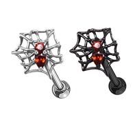 SAFIGLE 2pièces Boucles Oreilles Araignée Chic Inoxydable Avec Zircon Rouge Pour Femmes Parfaites Pour Halloween Et Événements Thématiques