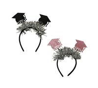 SAFIGLE 2pièces Chapeau De Diplômé Miniature à Paillettes Serre-tête Pour Cérémonie De Remise De Diplômes Coiffe De Fête Avec Motif Chapeau De Docteur Lot De Noir Et Rose