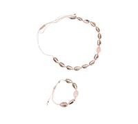 SAFIGLE 2pièces Choker Et Bracelet Coquillages Réglable Bijoux Alliage Doré Pour Femmes Et Filles Parfait Pour Plage Occasions Spéciales