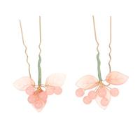 SAFIGLE 2pièces Épingles Cheveux Chinoises U Forme Accessoires Coiffure Floraux Style Hanfu Ornements Mariage Lot de Rose Tendre