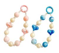 SAFIGLE 2pièces Love Heart Beaded Keychain Straps Phone Hanging Charms for Cellphone Purse Decoration and Keychain Accessory