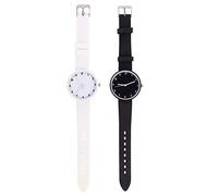 SAFIGLE 2Pièces Montre Bracelet pour Couleur Unie Étudiant Noir et Blanc Mouvement et Élégant Bande Douce et Confortable