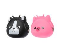 SAFIGLE 2pièces Porte- Silicone Animaux Cartoon Pratique Et Durable De Pochettes Chien Noir Et Rose