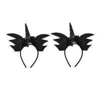 SAFIGLE 2pièces -tête Chauve-souris Halloween Lot De Bandeau Licorne Coiffe Pour Cheveux Accessoires Décoration Déguisement Noirs