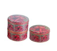 SAFIGLE 3 Pièces Boîtes Métalliques à Biscuits avec Couvercles Lot de Boîtes de Rangement Miniatures Rondes pour Snacks et Pâtisseries Design Élégant et Portable pour Usage et