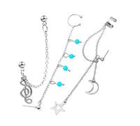 SAFIGLE 3 pièces Boucles Oreilles Longues Chaîne Ensemble Bijoux Chic Écouteurs sans Perçage avec Perles et Accessoires Élégants pour Femmes