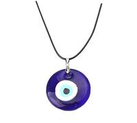 SAFIGLE 3 pièces Colliers Homme Vintage Œil Démon Bleu Pendentifs Ronds Simples Cordon Cire Bijoux Décoratifs Homme