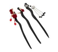 SAFIGLE 3 Pièces Flower Hair Stick Set With Tassel Wooden Chinese Hair Chopsticks For Women Elegant Floral Hairpins For Buns Hanfu Accessories