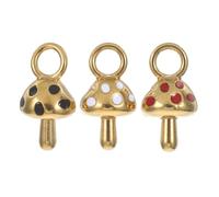 SAFIGLE 3 Pièces Pendentif Mini Champignon Coloré en Acier Inoxydable, Breloque Confortable et Adaptée aux Peaux Sensibles pour Création de Bijoux DIY Lors D'occasions Spéciales