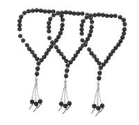 SAFIGLE 3 Pièces Perles De Prière Islamique Chapelet Islamique Chapelet Musulman Chaîne Perlée De Prière Fournitures De Prière Musulmanes Perles De Prière à Main Noir Un Verre