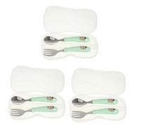 SAFIGLE 3ensembles Set De Vaisselle Pour Garçon Fille Acier Inoxydable Avec Cuillère Et Fourchette Ustensiles Portables Pour Bébés Et Jeunes Garçon Fille Comprenant Un Coffret