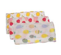 SAFIGLE 3pièces Serviettes Pour Bébés Coton De Serviettes Carrées Pour Visage Les Régurgitations Salive Motifs Colorés Ananas Citron Et Fraise Doux Et Absorbants Pour Peau Délicate