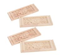 SAFIGLE 4 Pièces Appliques Bois Sculpté Style Européen Décorations Rustiques Bois Massif Non Peint Ornements Muraux Vintage pour Meubles et Portes Corbeaux Décoratifs Élégants